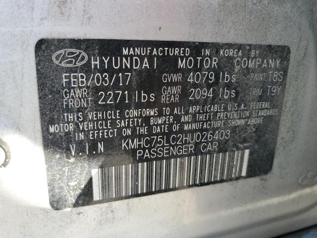 KMHC75LC2HU026403 - 2017 HYUNDAI IONIQ SEL SILVER photo 12