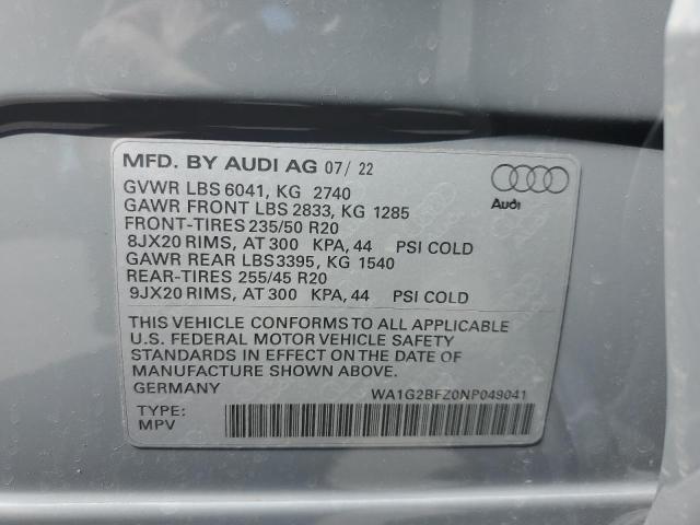 WA1G2BFZ0NP049041 - 2022 AUDI Q4 E-TRON PREMIUM GRAY photo 14