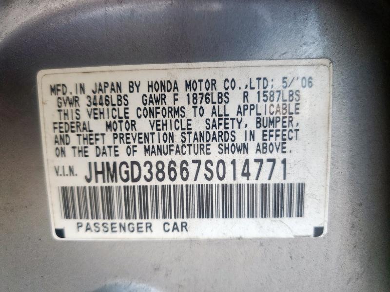 JHMGD38667S014771 - 2007 HONDA FIT S GREEN photo 12