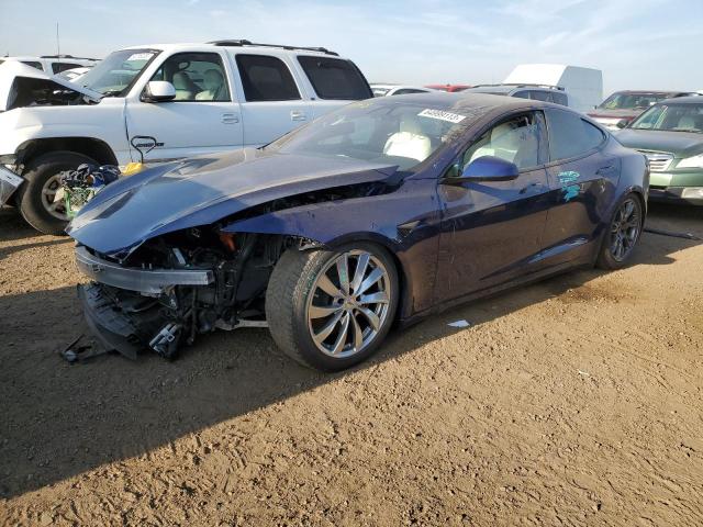 5YJSA1E52NF489882 - 2022 TESLA MODEL S Blau Foto 1