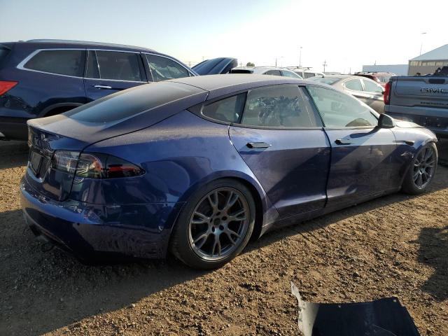 5YJSA1E52NF489882 - 2022 TESLA MODEL S Blau Foto 3