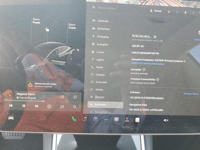 5YJ3E1EA6KF397711 - 2019 TESLA MODEL 3 Noir photo 9