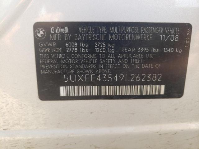 5UXFE43549L262382 - 2009 BMW X5 XDRIVE30I SILVER photo 13