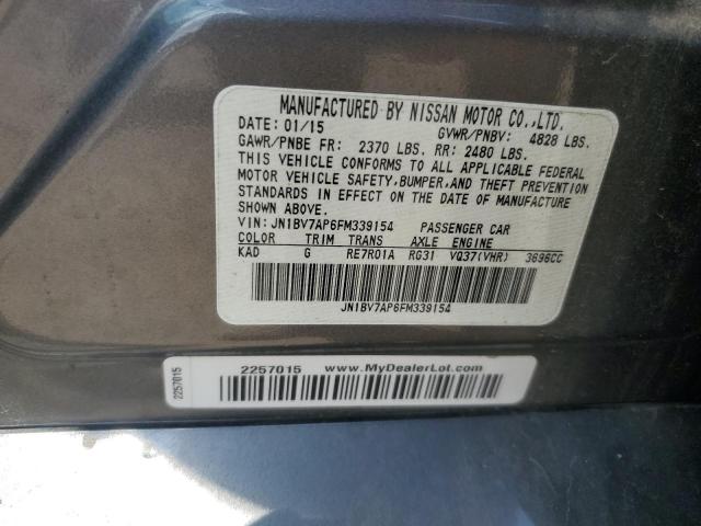 JN1BV7AP6FM339154 - 2015 INFINITI Q50 BASE Մոխրագույն լուսանկար 12