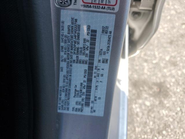 3FADP4EJ4FM222798 - 2015 FORD FIESTA SE SILVER photo 12