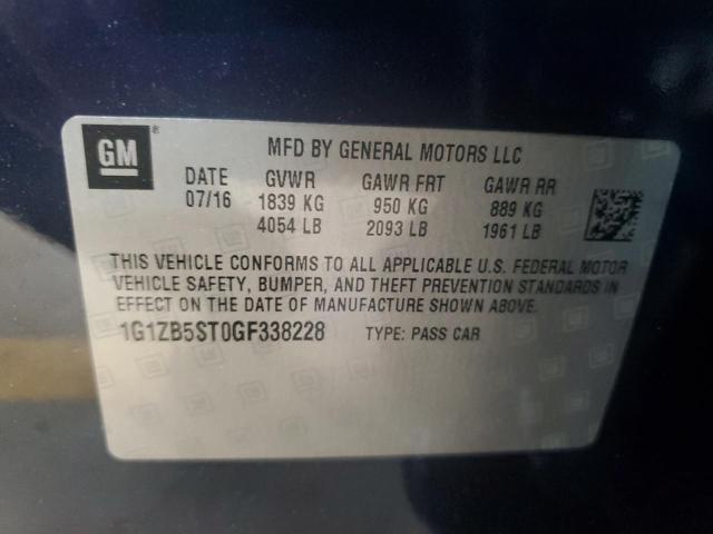 1G1ZB5ST0GF338228 - 2016 CHEVROLET MALIBU LS BLUE photo 12