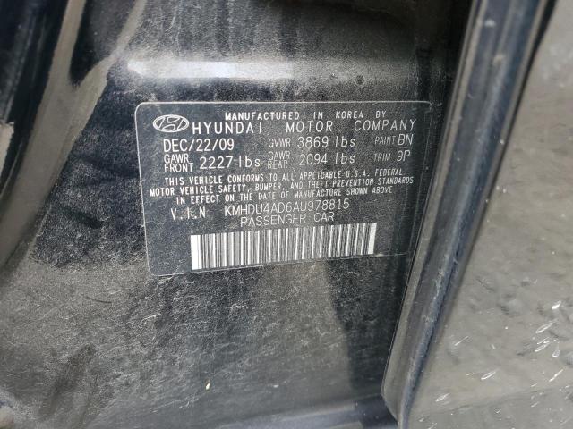 KMHDU4AD6AU978815 - 2010 HYUNDAI ELANTRA BLUE BLACK photo 12