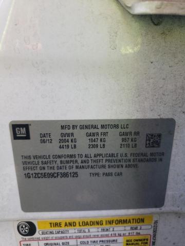 1G1ZC5E09CF386125 - 2012 CHEVROLET MALIBU 1LT 白色 照片 13