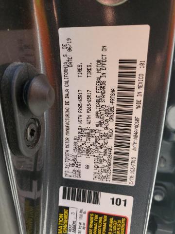 3TMCZ5AN6KM264401 - 2019 TOYOTA TACOMA DOUBLE CAB CHARCOAL photo 12