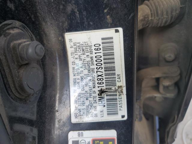 JHMFA168X7S000160 - 2007 HONDA CIVIC EX BLACK photo 12