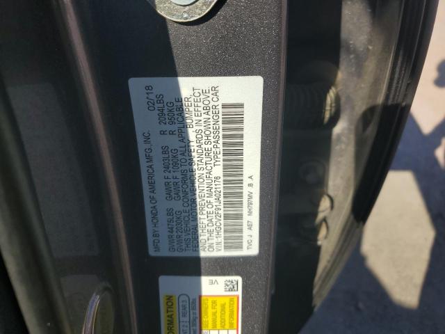 1HGCV2F91JA021176 - 2018 HONDA ACCORD TOURING Grau Foto 12