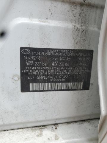 5NPE34AF2KH754580 - 2019 HYUNDAI SONATA LIMITED WHITE photo 12