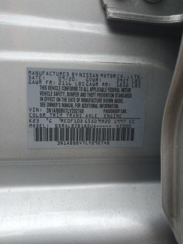 3N1AB8BV7LY292748 - 2020 NISSAN SENTRA S SILVER photo 13