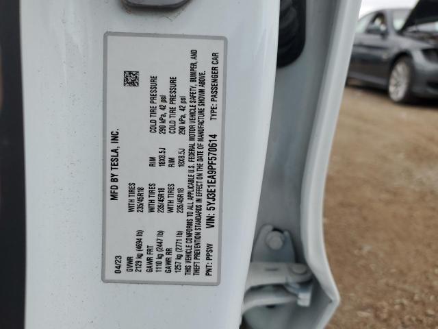 5YJ3E1EA9PF570614 - 2023 TESLA MODEL 3 白色 照片 13