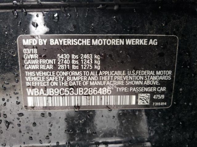 WBAJB9C53JB286486 - 2018 BMW M550XI BLACK photo 13