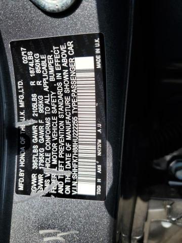 SHHFK7H88HU222255 - 2017 HONDA CIVIC EXL CHARCOAL photo 12