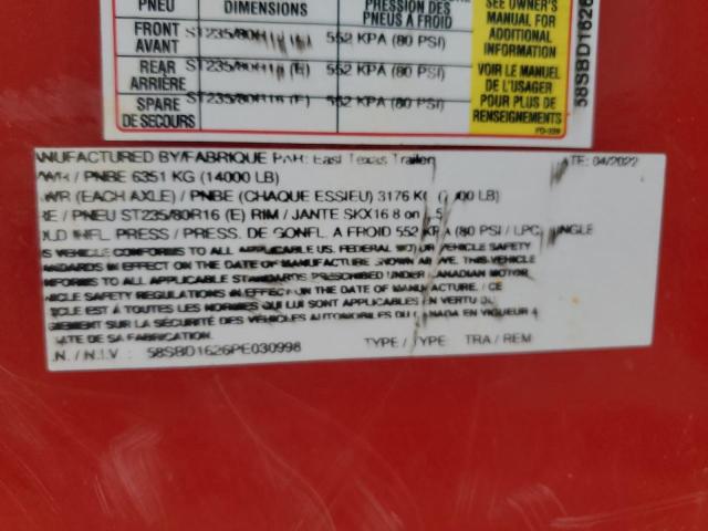 58SBD1626PE030998 - 2023 UTILITY TRAILER Qırmızı foto 10