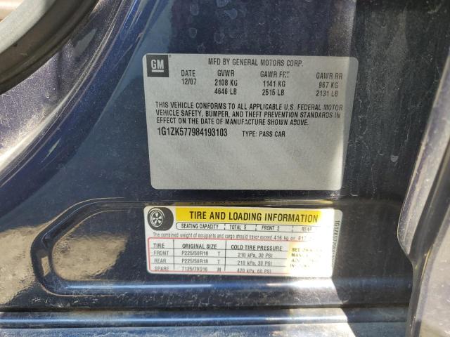 1G1ZK577984193103 - 2008 CHEVROLET MALIBU LTZ ლურჯი ფოტო 12