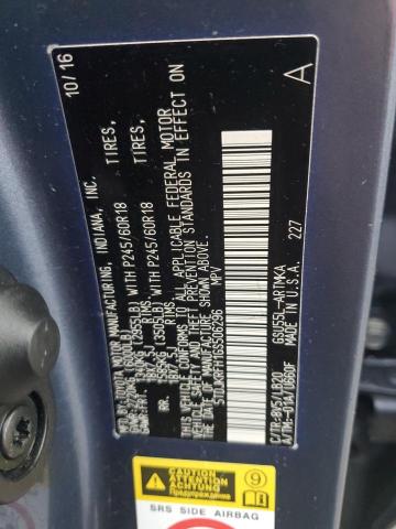 5TDJKRFH1GS506296 - 2016 TOYOTA HIGHLANDER XLE Azul foto 12