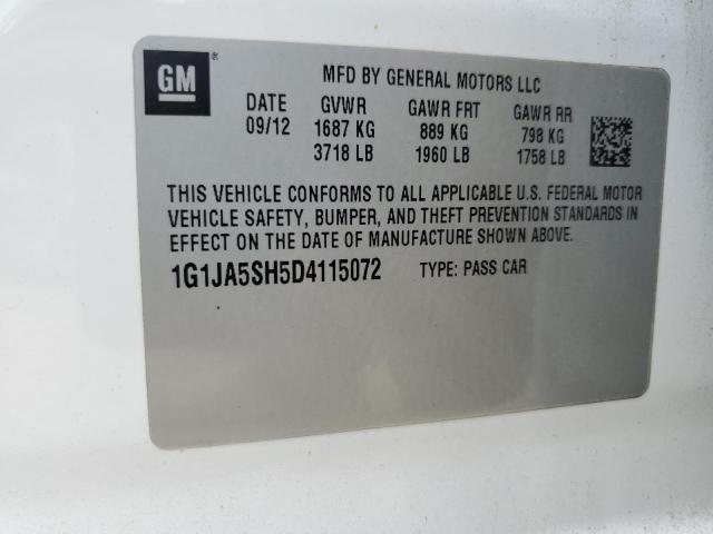 1G1JA5SH5D4115072 - 2013 CHEVROLET SONIC LS WHITE photo 13