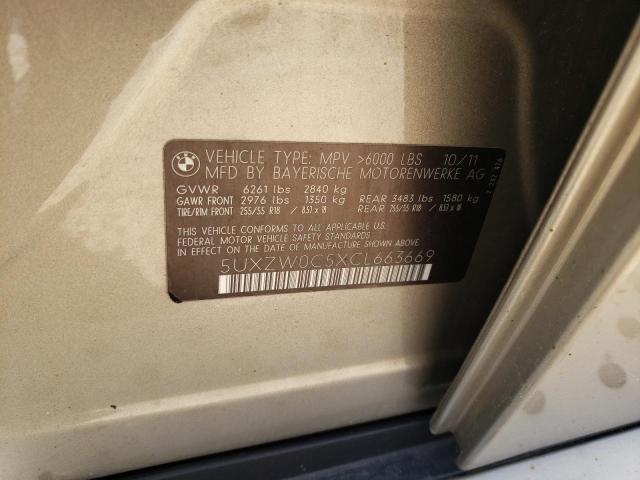 5UXZW0C5XCL663669 - 2012 BMW X5 XDRIVE35D TAN photo 13