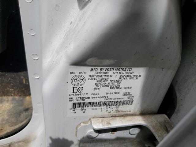 1FT8W3BT0EEA00729 - 2014 FORD F350 SUPER DUTY WHITE photo 13