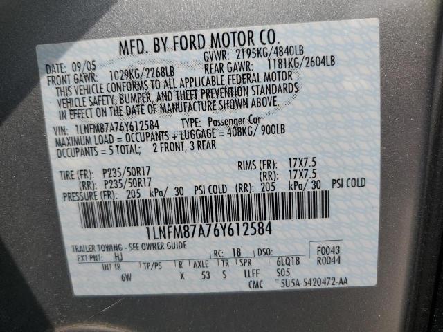 1LNFM87A76Y612584 - 2006 LINCOLN LS 银色 照片 12