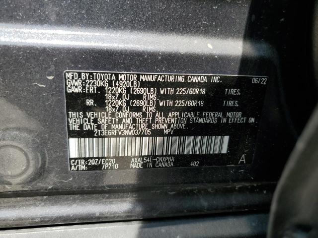 2T3E6RFV3NW037705 - 2022 TOYOTA RAV4 XSE GRAY photo 12