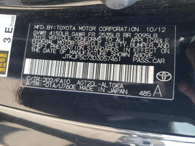 JTKJF5C73D3057461 - 2013 TOYOTA SCION TC შავი ფოტო 12