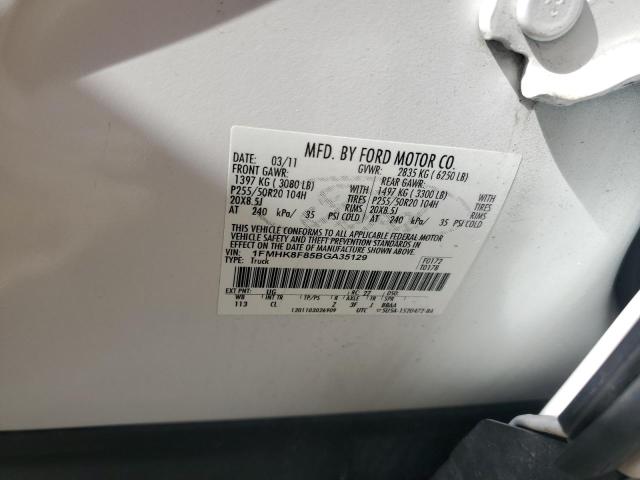 1FMHK8F85BGA35129 - 2011 FORD EXPLORER LIMITED WHITE photo 13