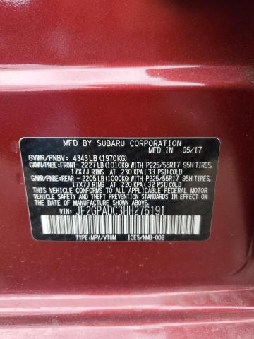JF2GPADC3HH276191 - 2017 SUBARU CROSSTREK PREMIUM Бордовый фото 12