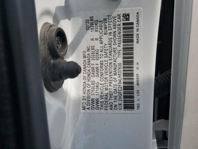 2HGFC2F84LH537630 - 2020 HONDA CIVIC SPORT 白色 照片 12