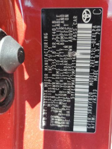 5YFEPMAE2MP211442 - 2021 TOYOTA COROLLA LE RED photo 12