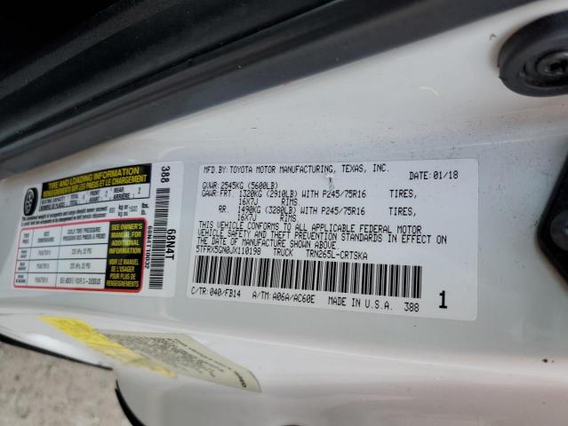 5TFRX5GN0JX110198 - 2018 TOYOTA TACOMA ACCESS CAB Ақ фото 10