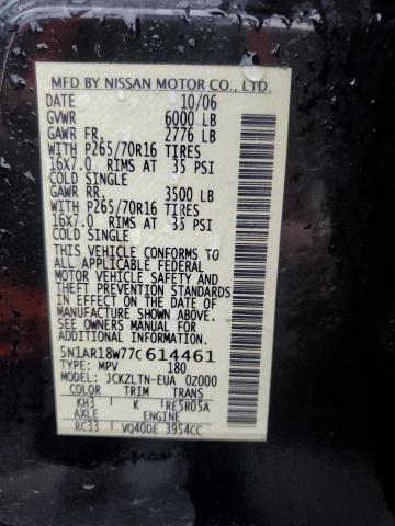 5N1AR18W77C614461 - 2007 NISSAN PATHFINDER LE 黑色 照片 13