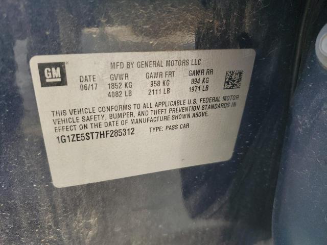 1G1ZE5ST7HF285312 - 2017 CHEVROLET MALIBU LT BLUE photo 12