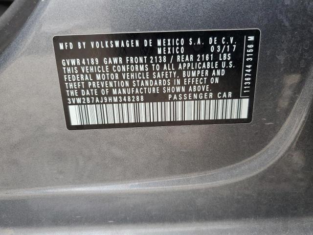 3VW2B7AJ9HM348288 - 2017 VOLKSWAGEN JETTA S GRAY photo 12