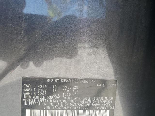 4S3GTAM6XJ3712221 - 2018 SUBARU IMPREZA SPORT 灰色 照片 12
