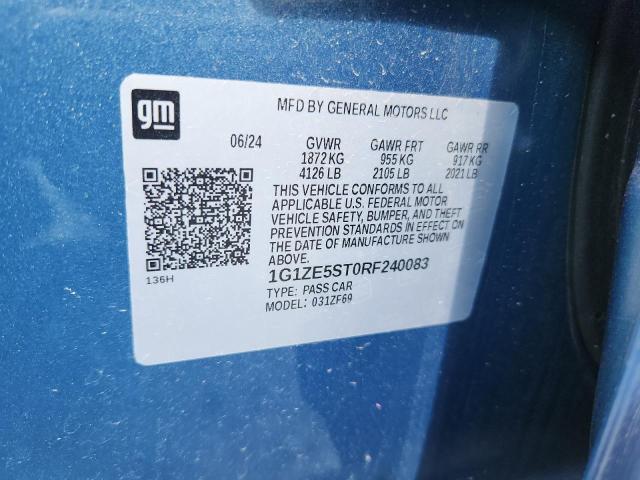 1G1ZE5ST0RF240083 - 2024 CHEVROLET MALIBU PREMIER BLUE photo 12