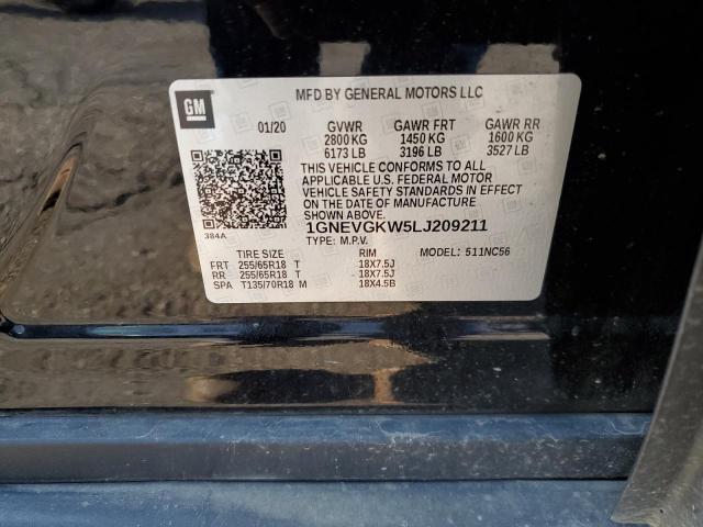 1GNEVGKW5LJ209211 - 2020 CHEVROLET TRAVERSE LT შავი ფოტო 13