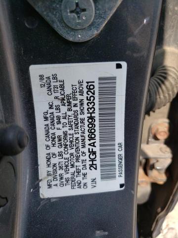 2HGFA16699H335261 - 2009 HONDA CIVIC LX-S 灰色 照片 12