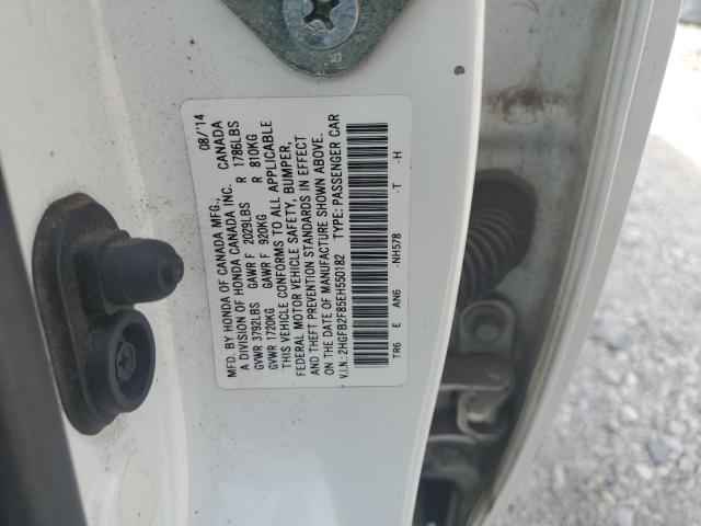 2HGFB2F85EH550182 - 2014 HONDA CIVIC EX WHITE photo 12