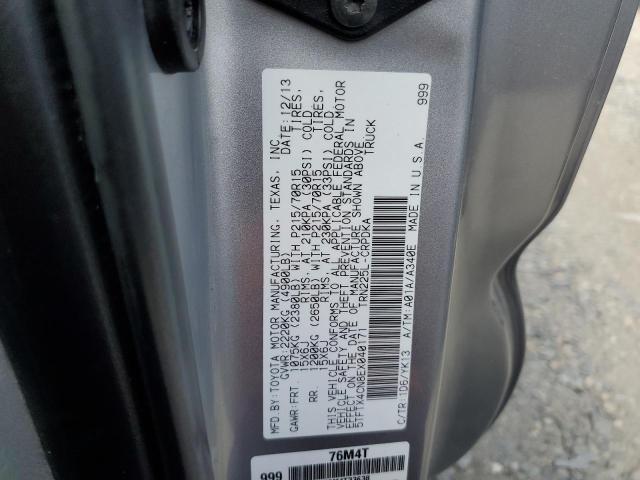 5TFTX4CN8EX040171 - 2014 TOYOTA TACOMA ACCESS CAB ვერცხლისფერი ფოტო 12