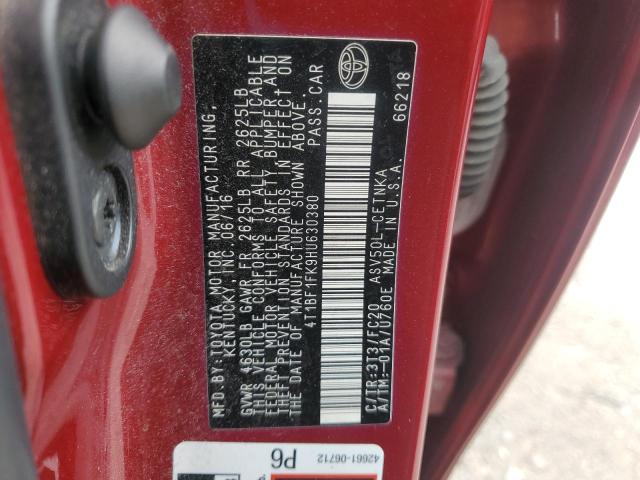 4T1BF1FK9HU630380 - 2017 TOYOTA CAMRY LE MAROON photo 13