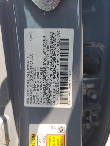 1HGCV1F33NA088745 - 2022 HONDA ACCORD SPORT 灰色 照片 13