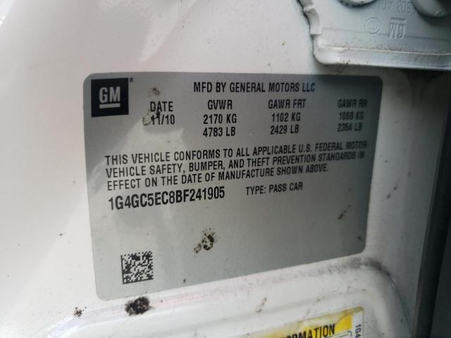 1G4GC5EC8BF241905 - 2011 BUICK LACROSSE CXL 白色 照片 12