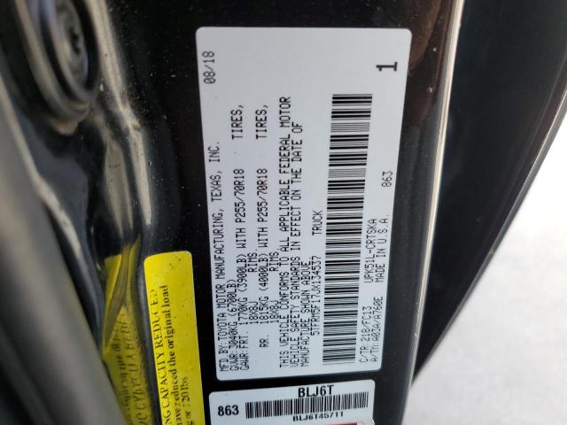 5TFRM5F17JX134537 - 2018 TOYOTA TUNDRA DOUBLE CAB SR/SR5 BLACK photo 12