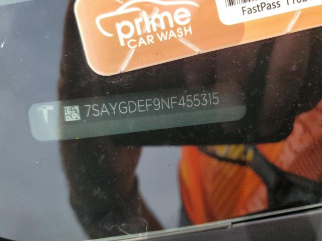 7SAYGDEF9NF455315 - 2022 TESLA MODEL Y GRAY photo 12