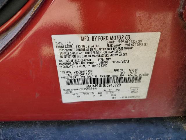 MAJ6P1UL0JC248920 - 2018 FORD ECOSPORT SE Красный фото 13