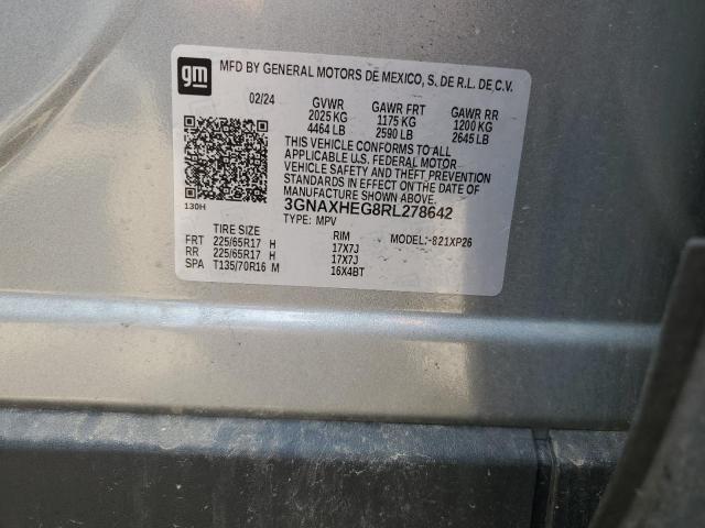 3GNAXHEG8RL278642 - 2024 CHEVROLET EQUINOX LS SILVER photo 13